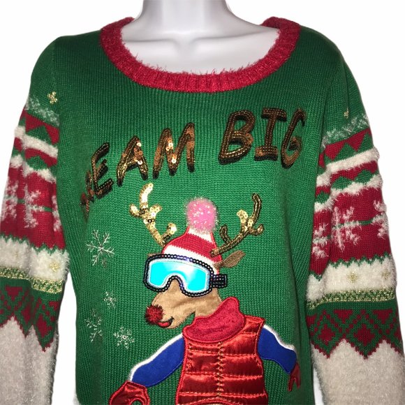 NWT It's Our Time Snowboarding Reindeer Tunic L - Picture 2 of 9